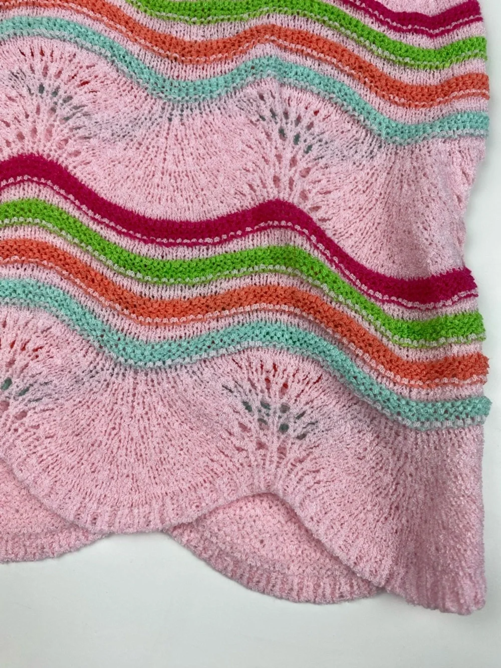 Multi-Color Rainbow Crochet Mini Dress Shorts - Picture 4 of 8